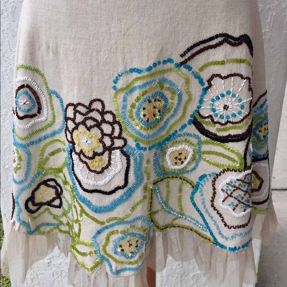 Basil & Maude Embroidered Linen Skirt sz 4